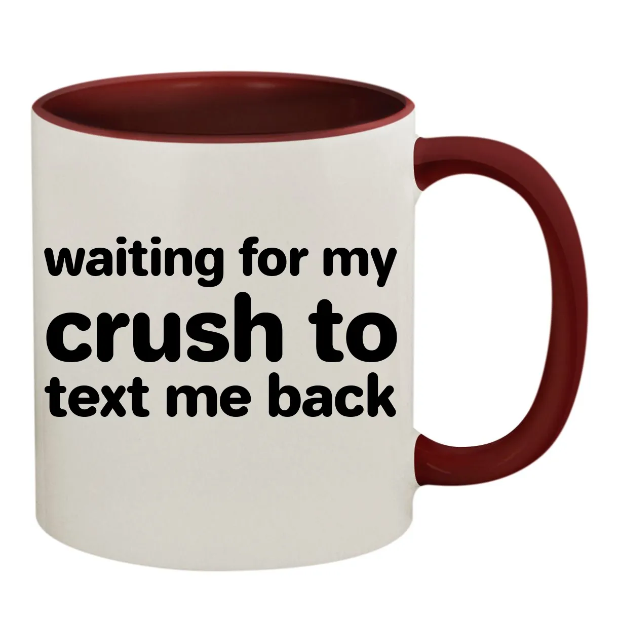 waiting for my
crush to
text me back Colored Inner & Handle Mug